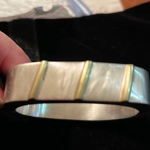 Sterling silver bangle bracelet with good accent